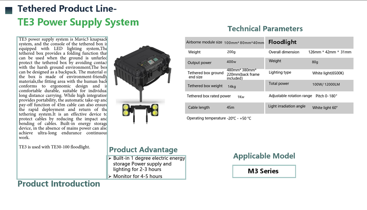 QZ TE3 Power Supply Tether System (DJI M3 Enterprise） - Airworx Unmanned Solutions