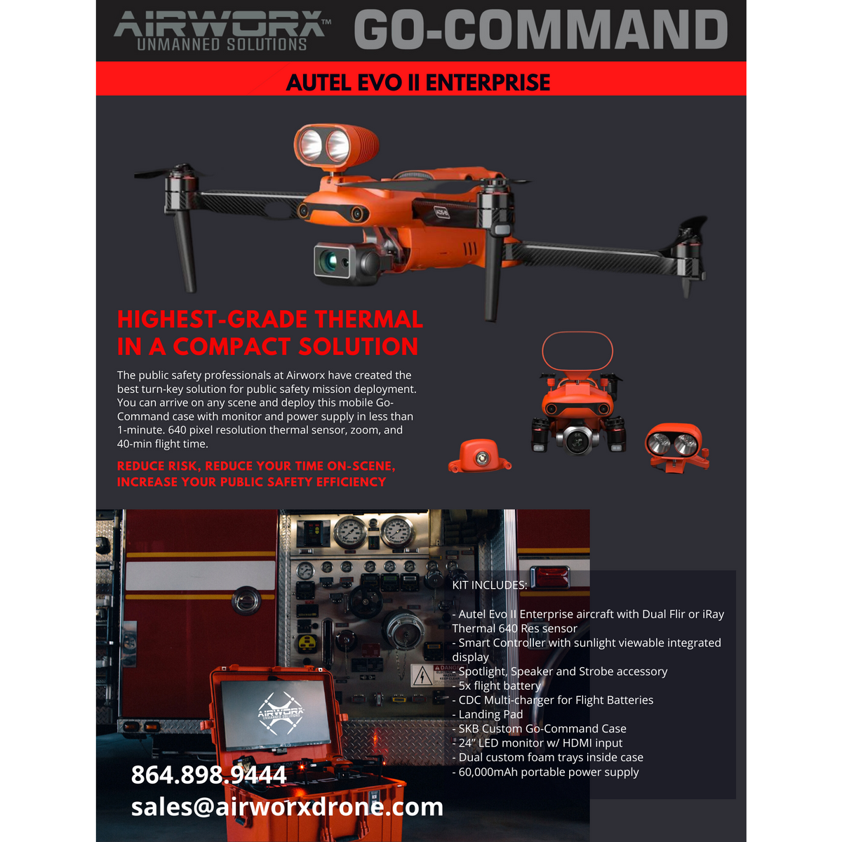 Airworx Go-Command™ UltraBright Mission-Ready | Autel Evo II Enterprise 640T (iRay 640 Thermal) Aircraft System - Airworx Unmanned Solutions